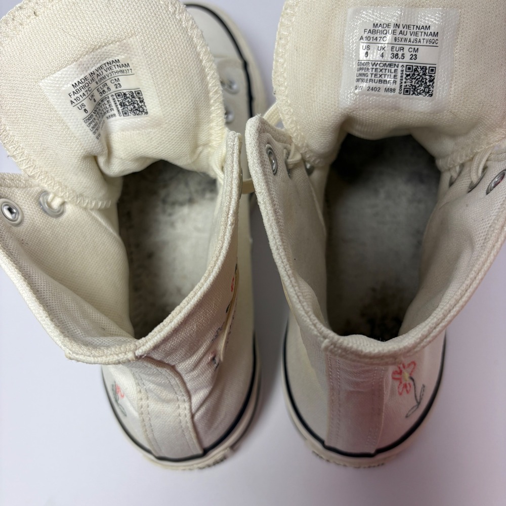 Converse Chuck Taylor All Star Lift Hi Floral Embroidery Egret 6 Fairycore Artsy - Picture 7 of 10